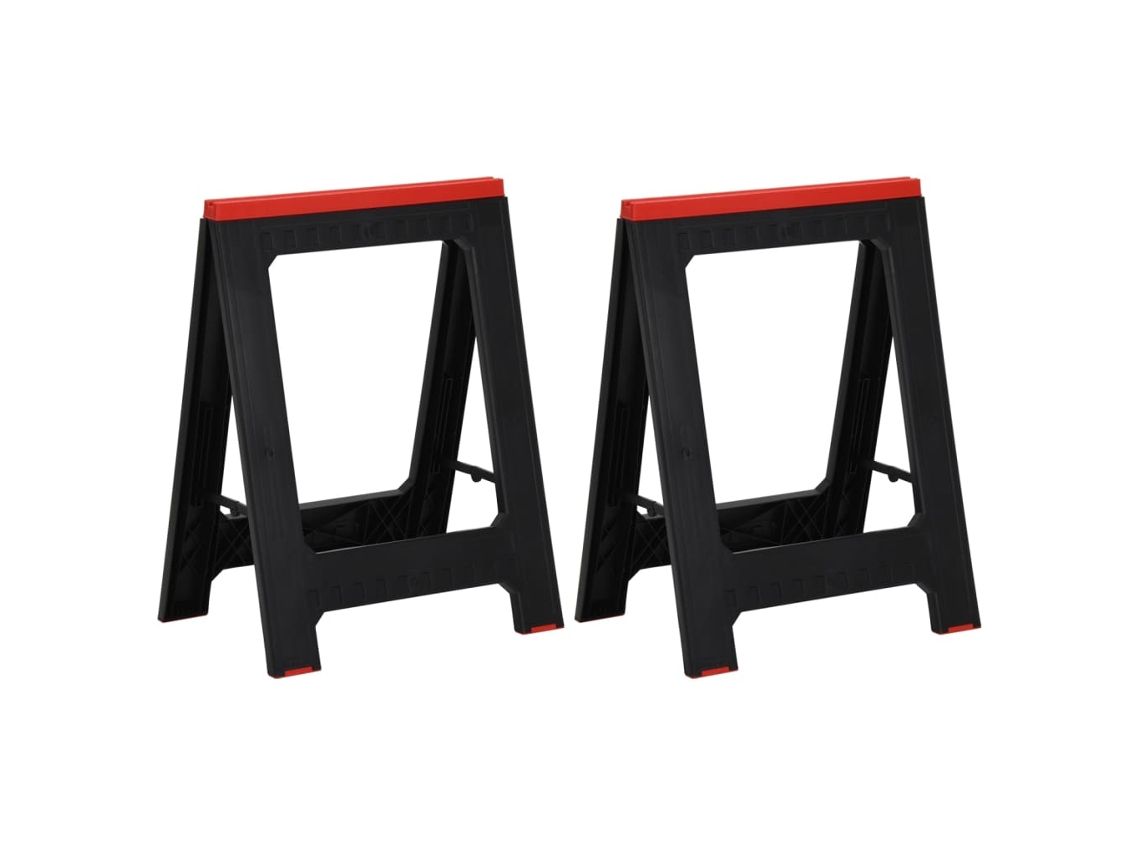 Vidaxl Cavaletes Dobráveis 2 Pcs 350 Kg Polipropileno Preto E Vermelho