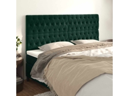 Vidaxl Cabeceira Verde Escuro 200x7x118/128 Cm Veludo