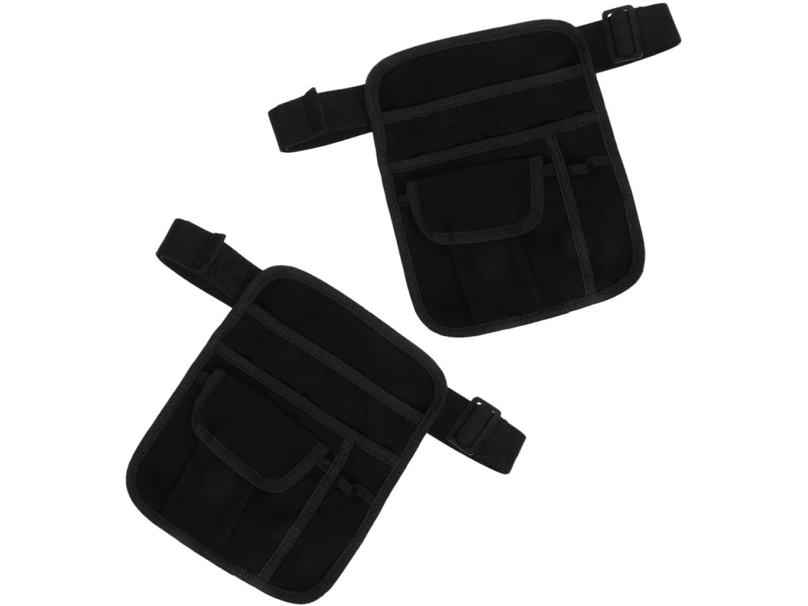 Bolsa De Cintura Para Servidor Em Lona Preta, Conjunto De 2 Peças
