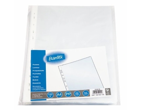 Bolsas Protetoras Bantex Para Documentos A4 50mic, Conjunto Com 100 Unidades.