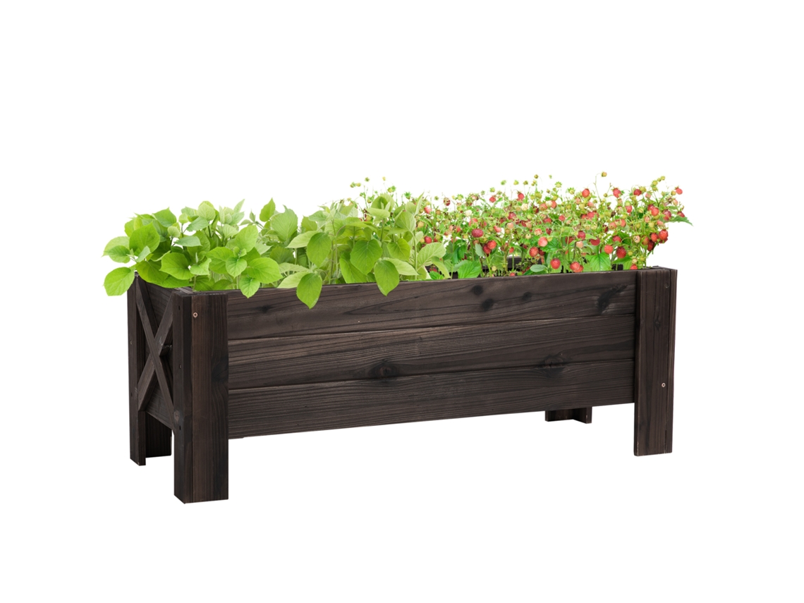 Cama Para Horta Elevada E Floreira Retangular Ao Ar Livre, 100x36.5x36cm