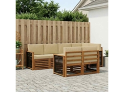 Vidaxl Conjunto De Sofá Sectional Com Almofada 6 Pcs Natural