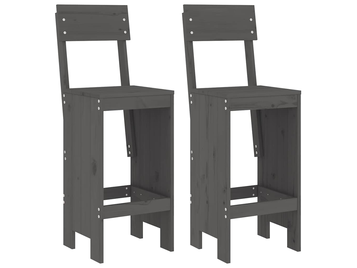 Conjunto de Cadeiras de Bar 2 Pcs Pinho Maciço Cinzento MAISON EXCLUSIVE (40x48,5x115,5 cm)