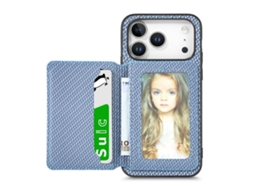 Capa Para Iphone 17 Pro - Fibra De Carbono Com Porta-cartões Magnético E Proteção Rfid.