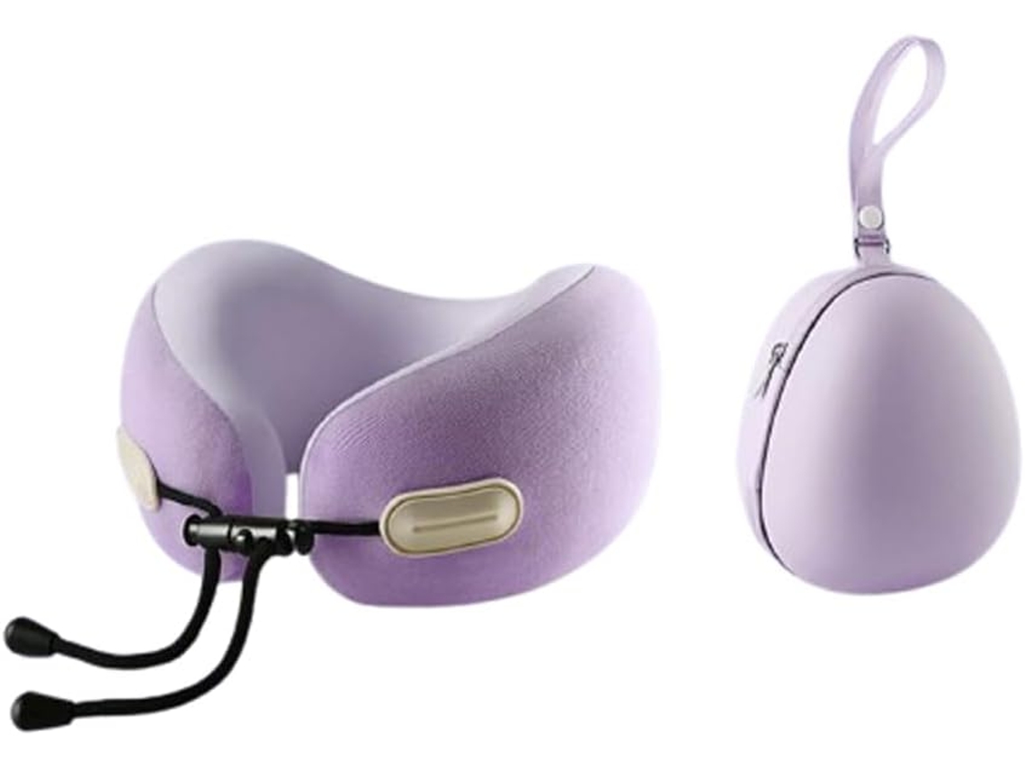 Travesseiro de Viagem BRILVIBERA em Espuma Viscoelástica, Design Ergonômico, Compacto, para Viagens Aéreas, Carro e Longa Distância (roxo)