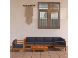Pcs Conj. Lounge De Jardim C/ Almofadões Cinza Escuro Acácia Dkd Home Decor