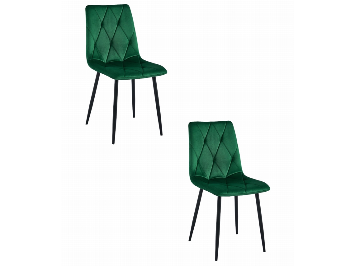 Cadeira Libra Veludo Verde Escuro / Pernas Pretas X 2 Leobert