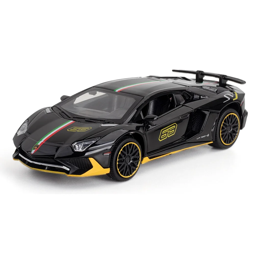 (lp780 Preto) Escala 1:32 - Miniatura De Carro Esportivo - Metal Fundido