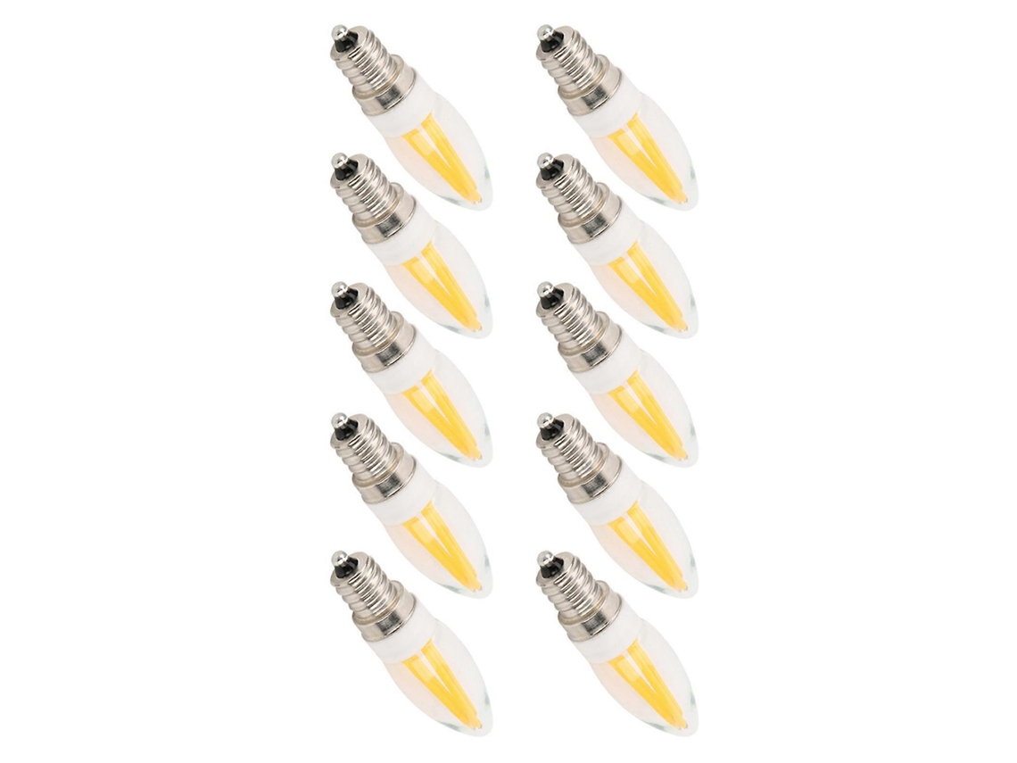 10 Lâmpadas Led De Filamento Longo E12 3w Ac110v, Lustre De Teto Branco Quente Brilvibera