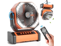Ventilador De Acampamento Com Luz Led, Ventilador De Mesa Oscilante Automático Com Controle Remoto E Gancho, Usb De 4 Velocidades Zeuxo