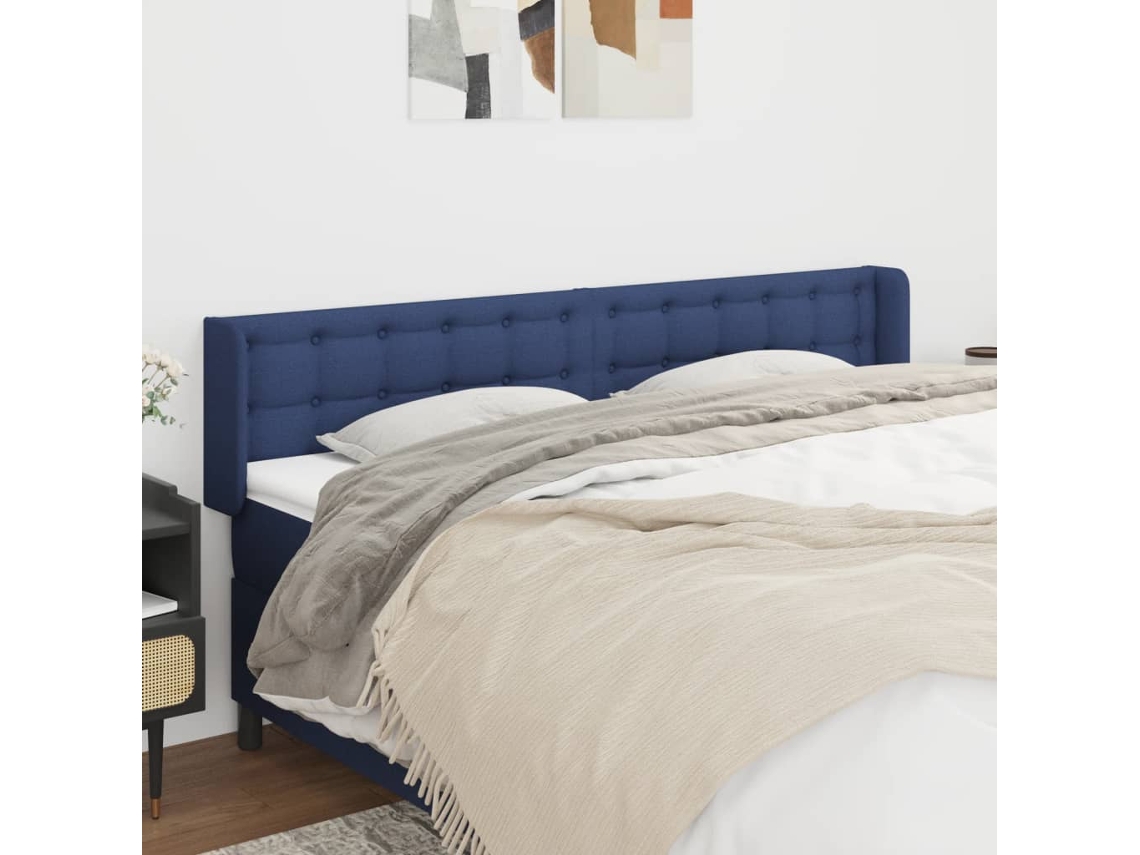 Cabecero con Alas de Tela 163x16x78/88 Cm Azul