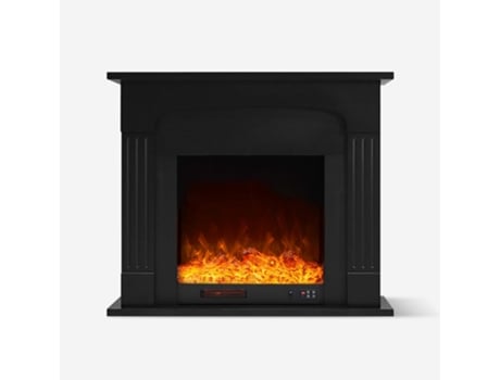 Lareira elétrica de baixo consumo com estrutura de design preto Ludvika N Stark