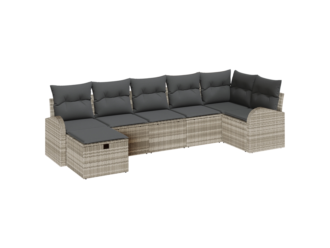 Conjunto 7 Móveis De Jardim Vidaxl Cinzento-claro Vime Pe