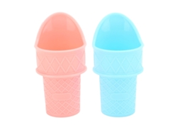 Copo de sorvete S/MARCA reutilizável com cone, rosa e azul, 100x53mm