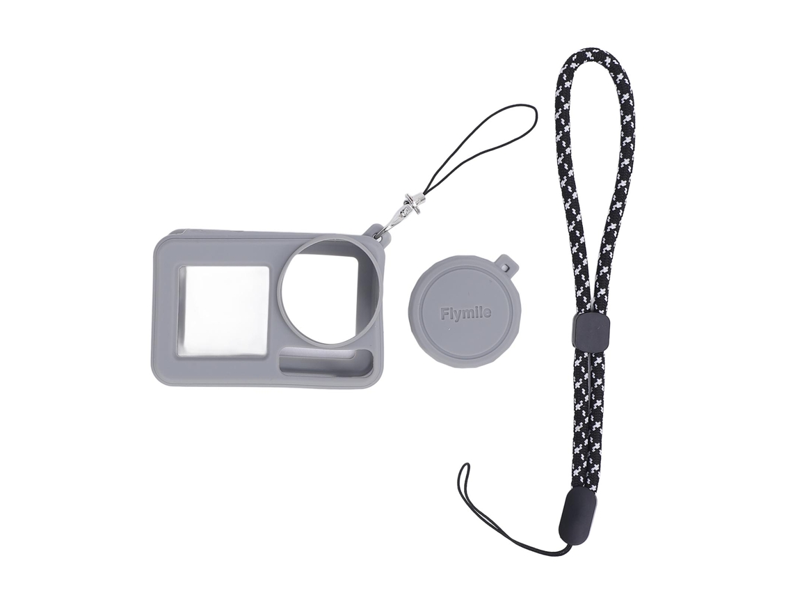 Capa de silicone lavável e macia para câmera esportiva Action 5 Pro, resistente a impactos, com tampa de lente e cordão, cinza LAXISCREED