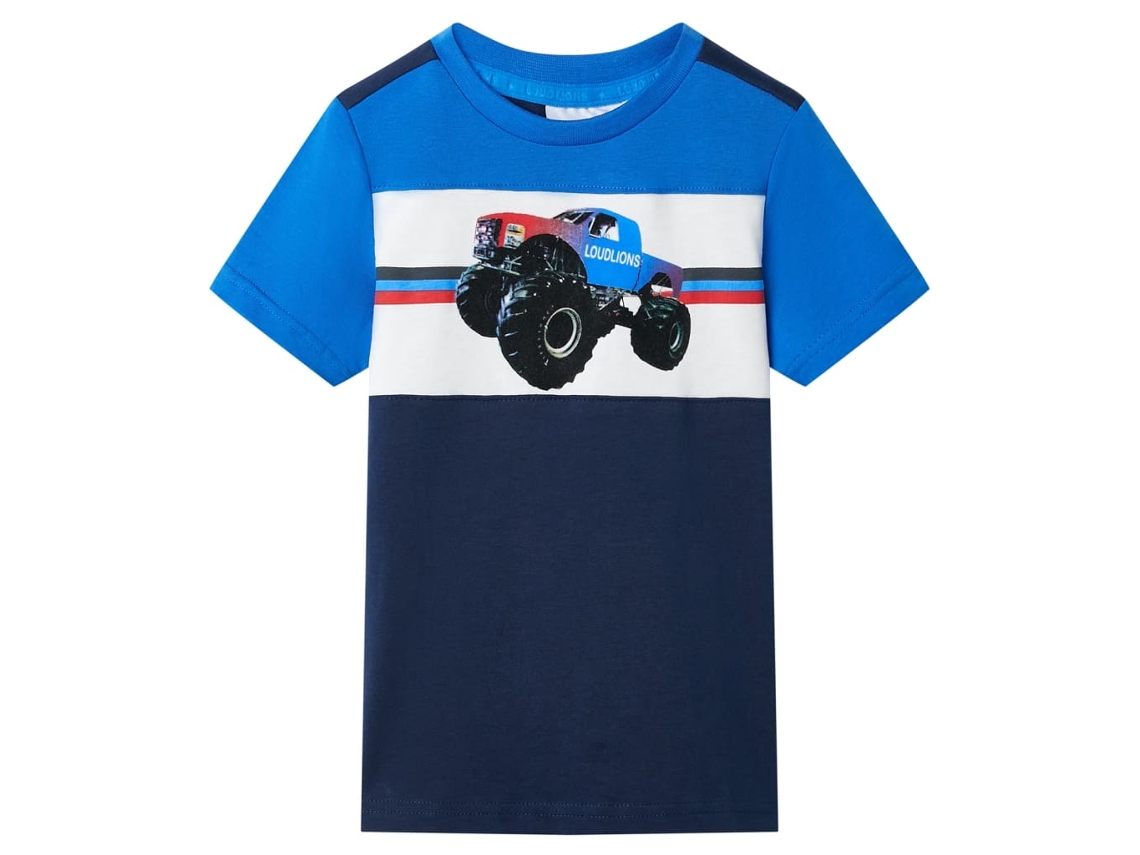 T-shirt Para Criança Azul E Azul-marinho 104