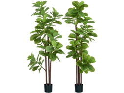 2 Plantas Artificiais Ficus Lyrata Figueira Folha de Violino 180cm com Vaso BTFORUS