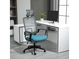 Cadeira Escritório Vinsetto Ergonômica, Cabeça, Braços, Lombar, 63,5x63x116,5-125,5cm, Azul E Cinza.