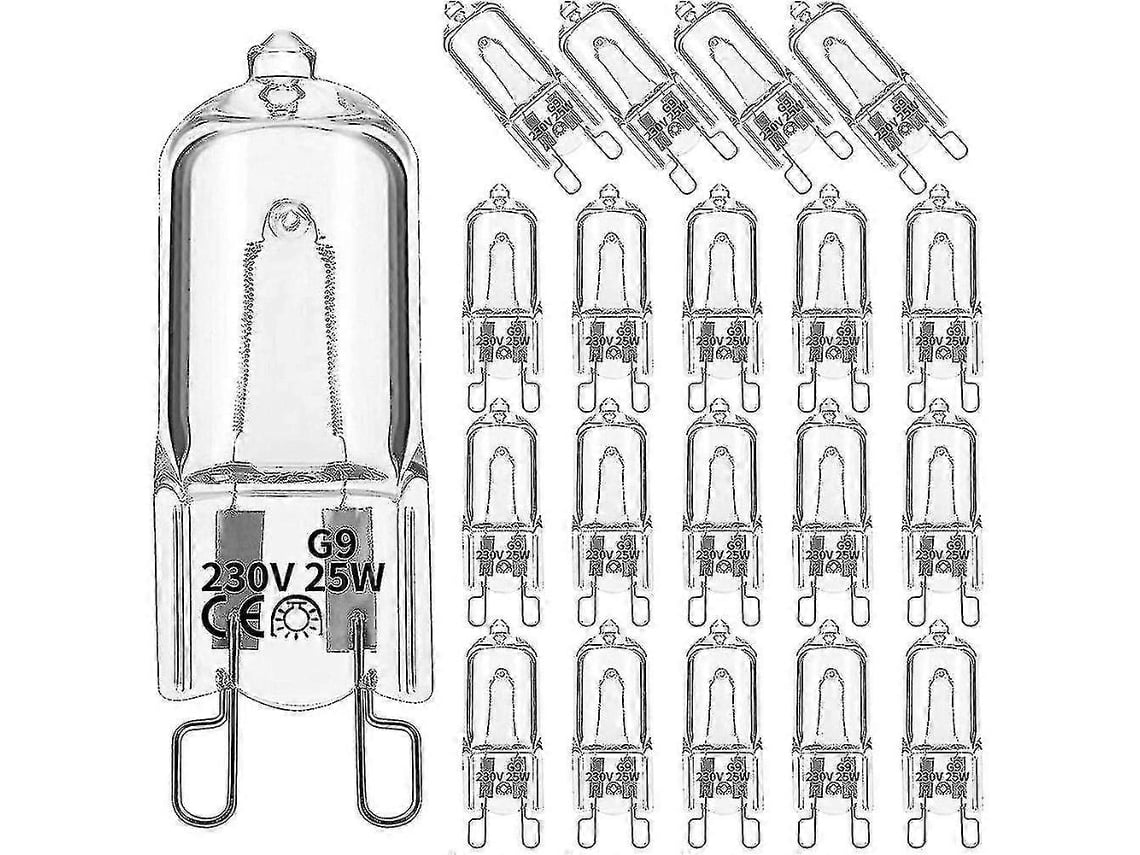 Rebe 20 Bombillas Halógenas G9, 25w, 2800k Blanco Cálido, Regulables, Transparentes, 220 240v para Lámparas Colgantes, Abanicos Y Focos