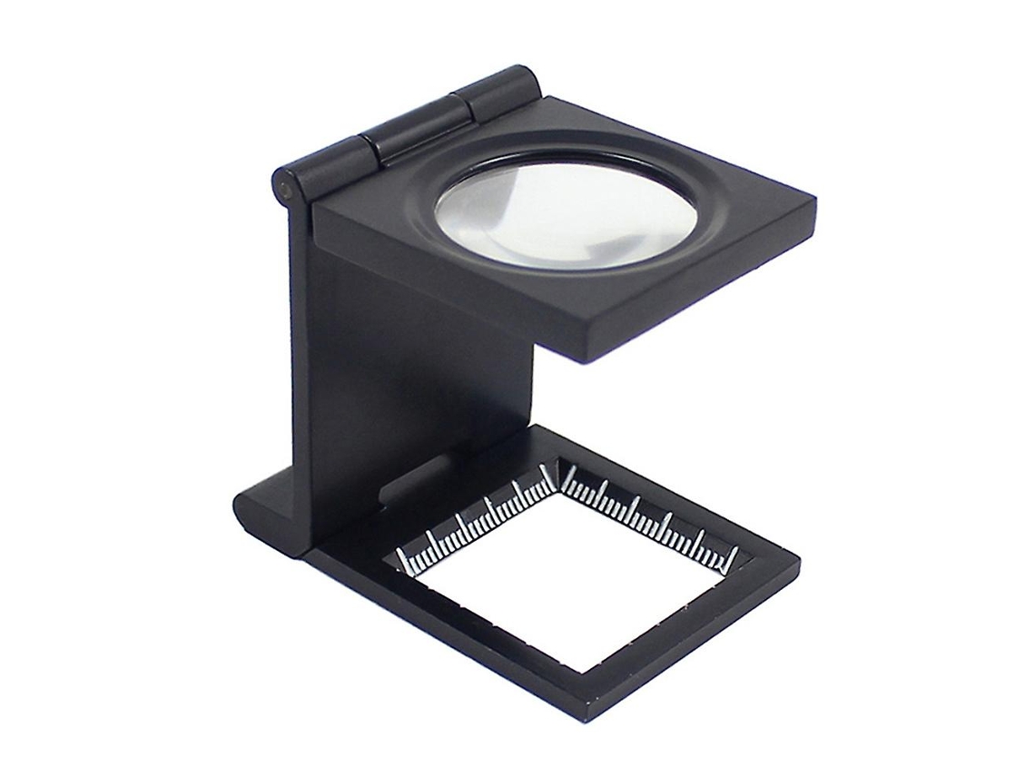 Mini Lupa Dobrável 10x 28mm em Liga de Zinco com Escala para Tecidos e Vidro Óptico BRILVIBERA