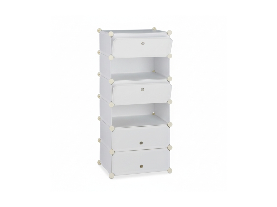 Sapateira De Plástico Relaxdays, Sapateira Fechada, Sistema De Prateleiras 6 Níveis, A X L X P: 107 X 49 X 37 Cm, Branco
