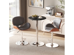 Mesa Alta Moderna Para Cozinha, Giratória 360° E Com Altura Ajustável, Base Redonda, Ø63x67-93 Cm, Na Cor Preta