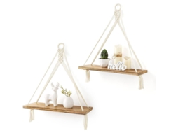 Nova Line prateleiras Suspensas Boho Decorativa de Madeira Rustica 2 Unidades para Quartos Banheiro Sala