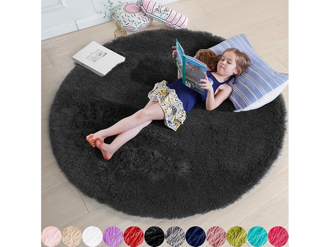 Tapete Ehstmind Redondo Quarto Circular Fofo Peludo Multicor (100x50x50cm)