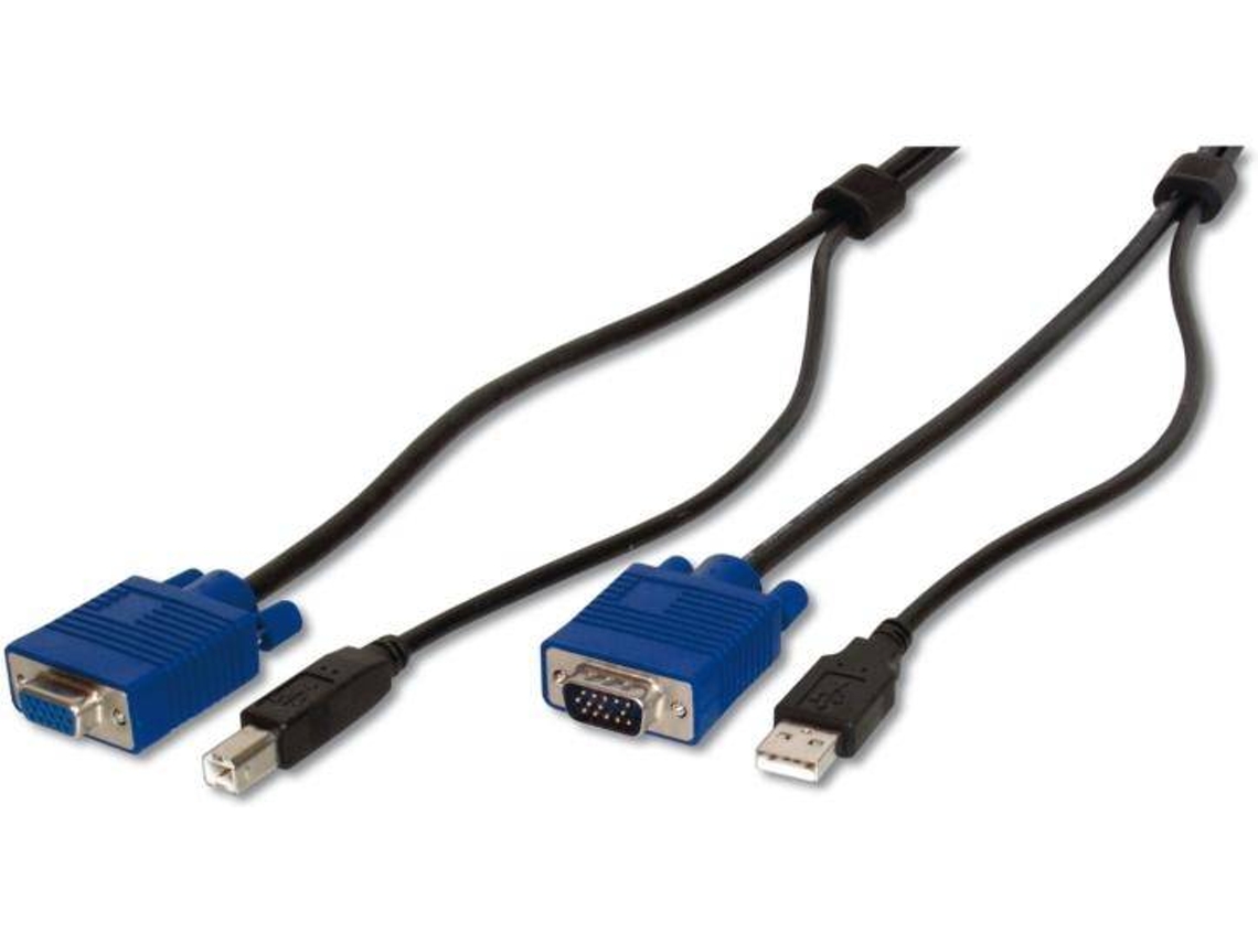 Adaptador ASSMANN (VGA e USB B - VGA e USB A - 3 m - Preto)
