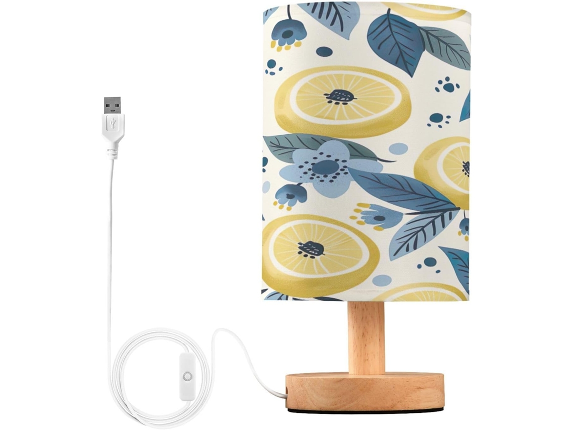 Abajur De Cabeceira Em Formato Flor Limão Para Quarto, Com Portas De Carregamento Usb C, Luminária De Mesa Cabeceira