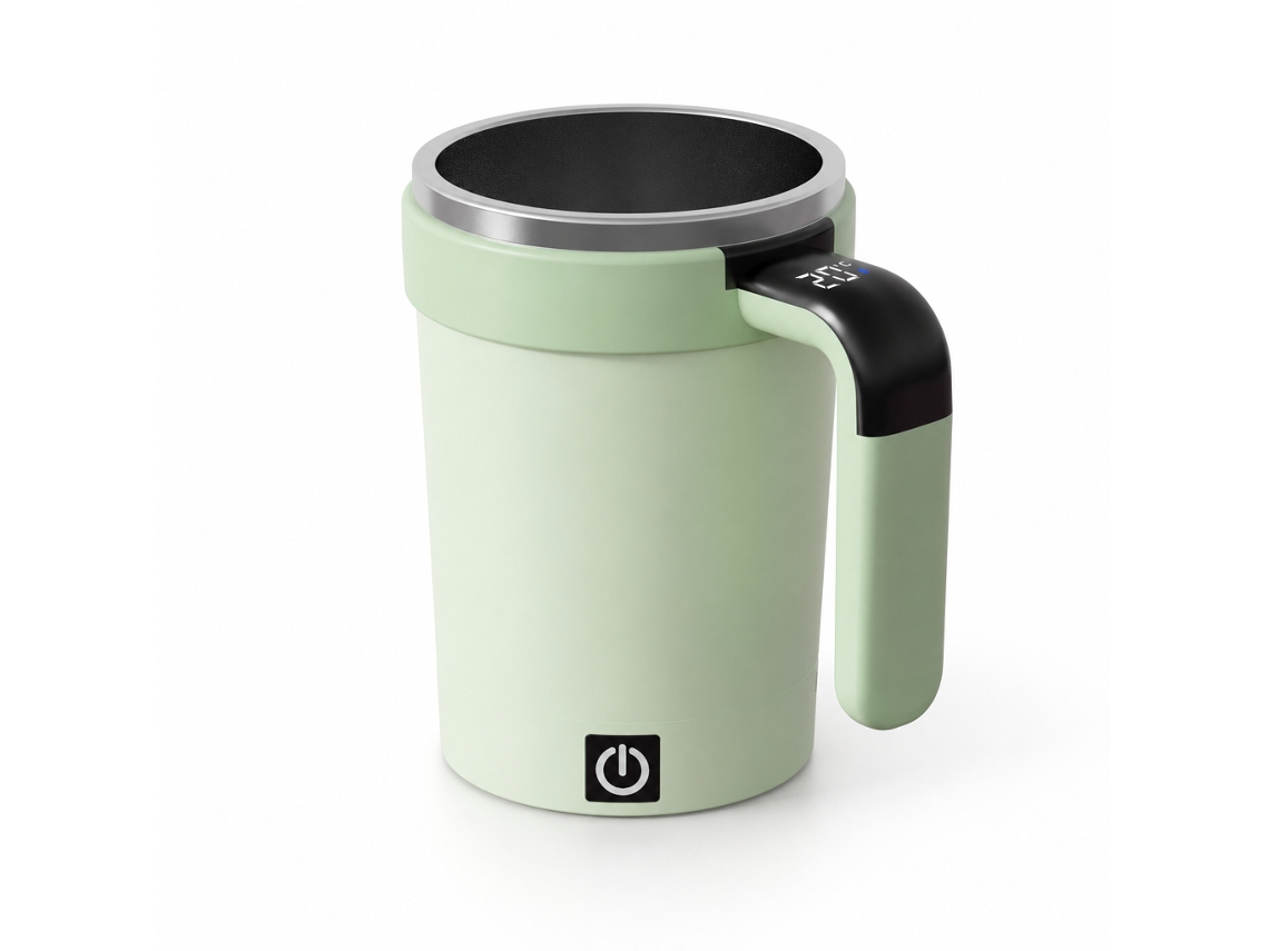 Caneca Elétrica Misturadora Magnética Com Visor De Temperatura, 380 Ml, Verde, Para Café E Batidos