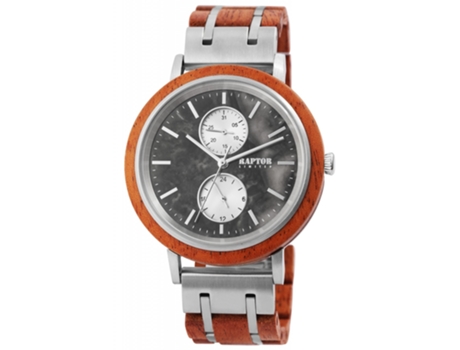 Relógio RAPTOR Limited Homem Multifuncional com Pulseira em Aço Inoxidável e Madeira