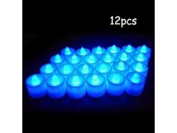 Rebe velas Electrónicas Led Sin Llama de Plástico Con Luz Amarilla para Exterior, 12/24/36/48 Piezas, Decoración Festiva 12 Peças Azuis