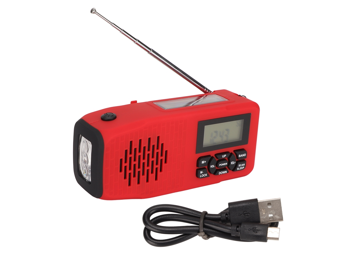 Rádio de Emergência com Manivela, Solar, AM/FM/WB, Lanterna, SOS AQUAFORGE