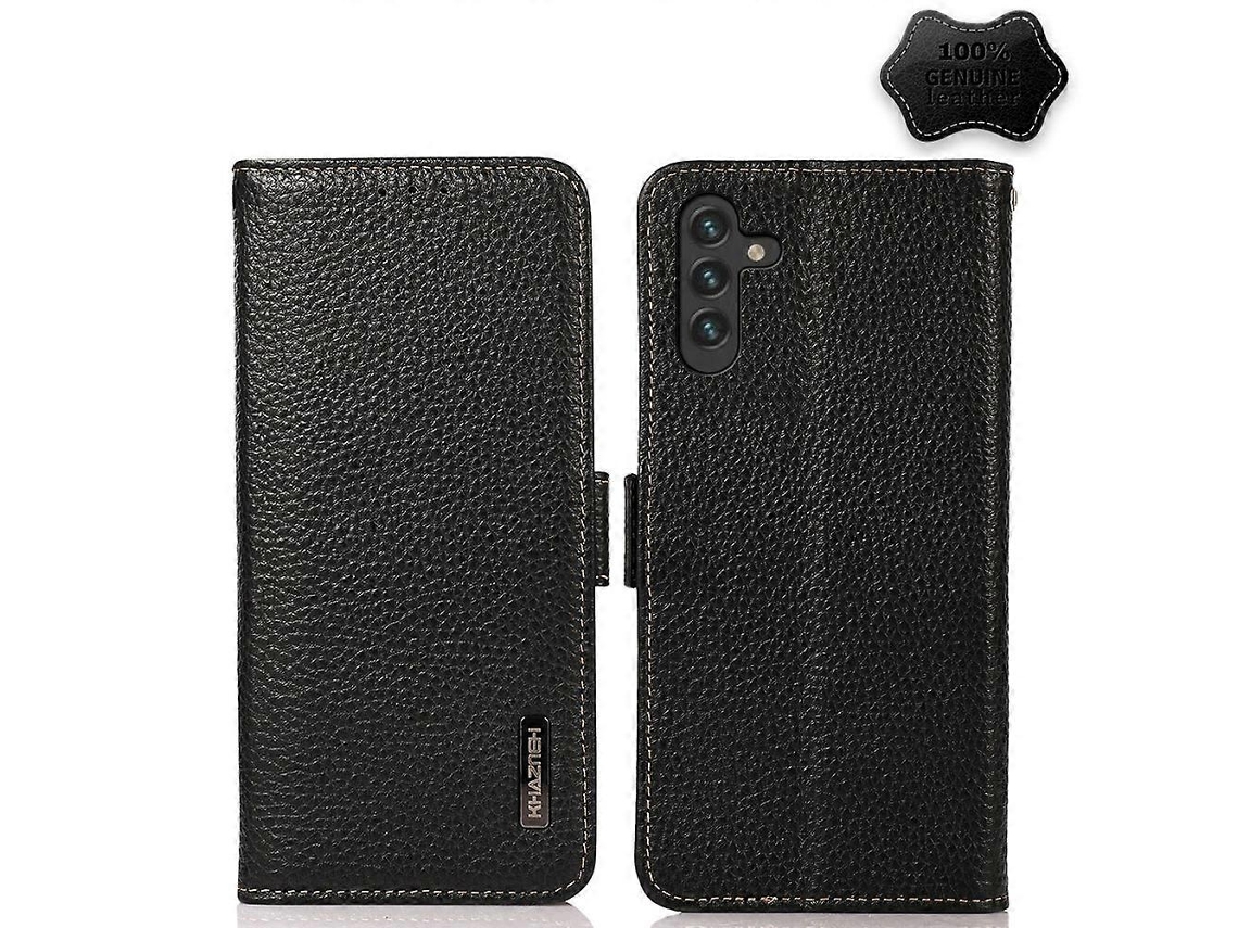Capa De Celular Khazneh Com Revestimento Lateral Magnético E Rfid Em Couro De Lichia Para Samsung Galaxy A13 5g