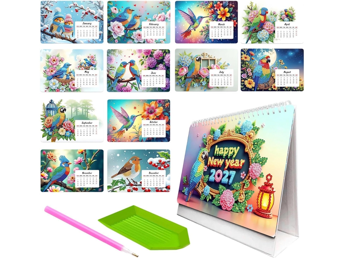 Calendário De Mesa Para Pintura Com Diamantes (faça Você Mesmo),