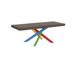 Mesa Extensível 180/440x90 Cm Volantis Premium Nogueira Pernas Multicoloridas 4/b Itamoby