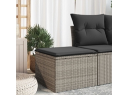 Vidaxl Banco De Jardim Com Almofadão 55x55x37 Cm Vime Pe Cinzento
