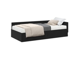 SYFAX™ Estrutura de Cama de Canto com Colchão 2 Pcs Preto Veludo