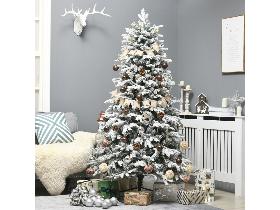 Árvore De Natal Artificial, 180 Cm, Com Efeito De Neve, Com Iluminação Led, Verde E Branco