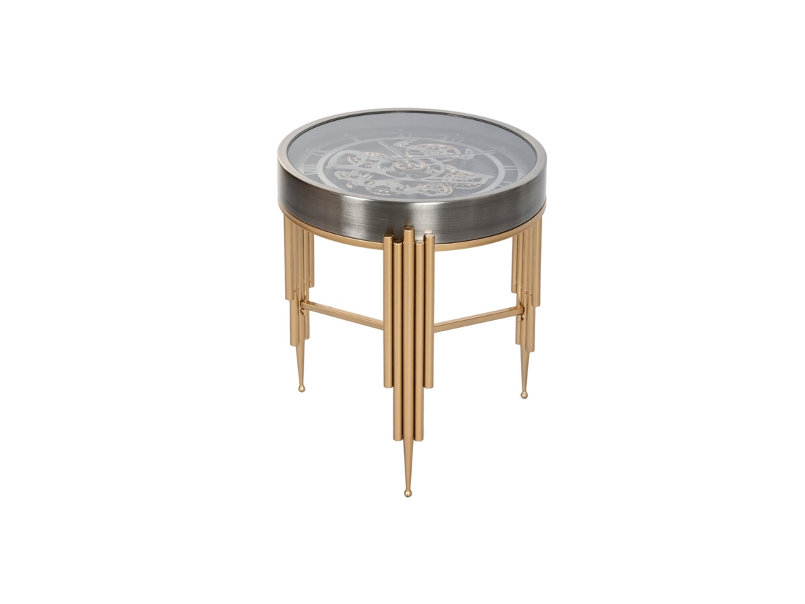 Mesa lateral de metal com mecanismo de relógio, 50x50x54cm ALEXANDRA HOUSE LIVING