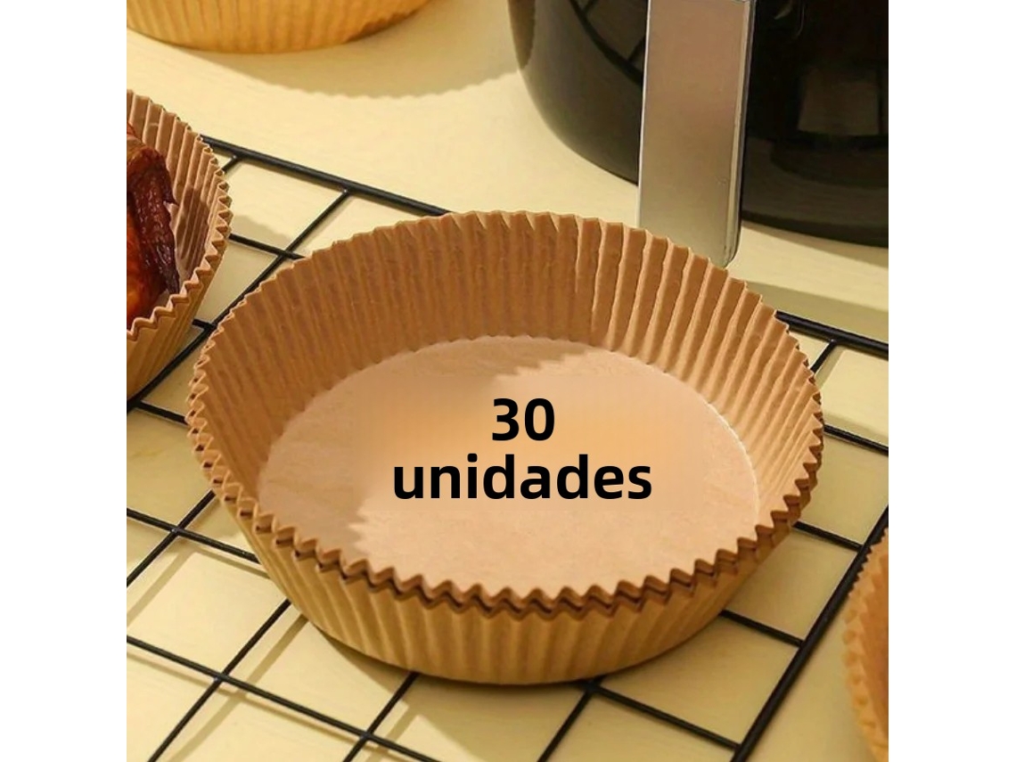 Papel Descartável para Fritadeira a Ar, Resistente a Óleo e À Prova D'água. MDUG (redondo, 30 Unidades)