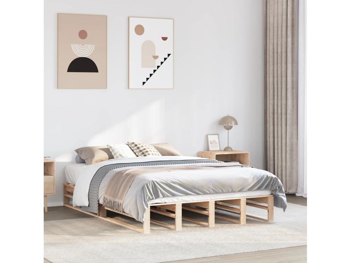 Vidaxl Cama Sem Colchão 135x190 Cm Madeira De Pinho Maciça