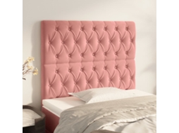 Cabeceira | Painel De Cama Rosa 100x7x118/128 Cm Veludo