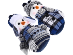 2 Bonecos De Neve Tecido Azul Para O Natal Em Casa E Festas Natalinas.