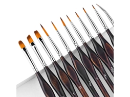 Conjunto de 11 Pincéis Profissionais de Precisão para Tintas Acrílicas, Aguarelas e Modelismo - Pincéis em Miniatura, Pincéis de Ponta Fina X001