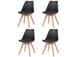 Vidaxl Cadeiras De Jantar 4 Pcs Plástico Preto