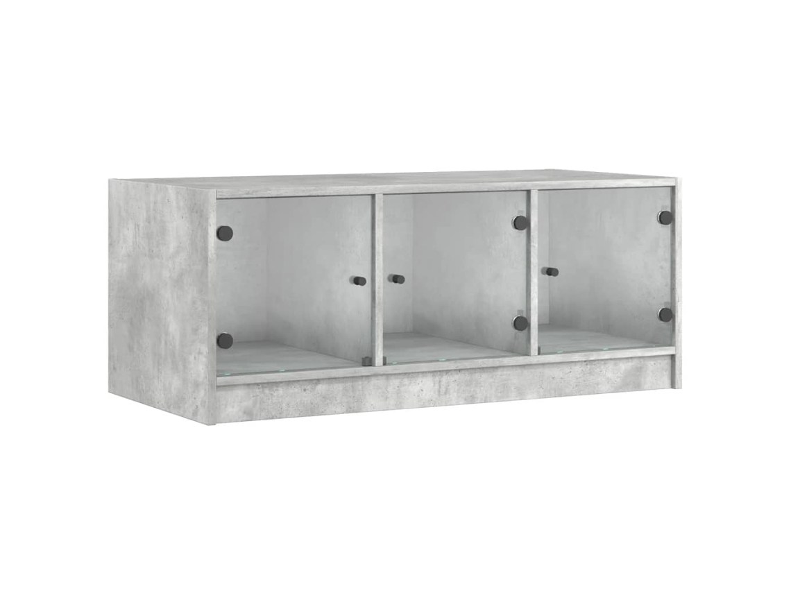 Mesa de Centro com Portas de Vidro Cinza Cimento MAISON EXCLUSIVE (102x50x42 cm)