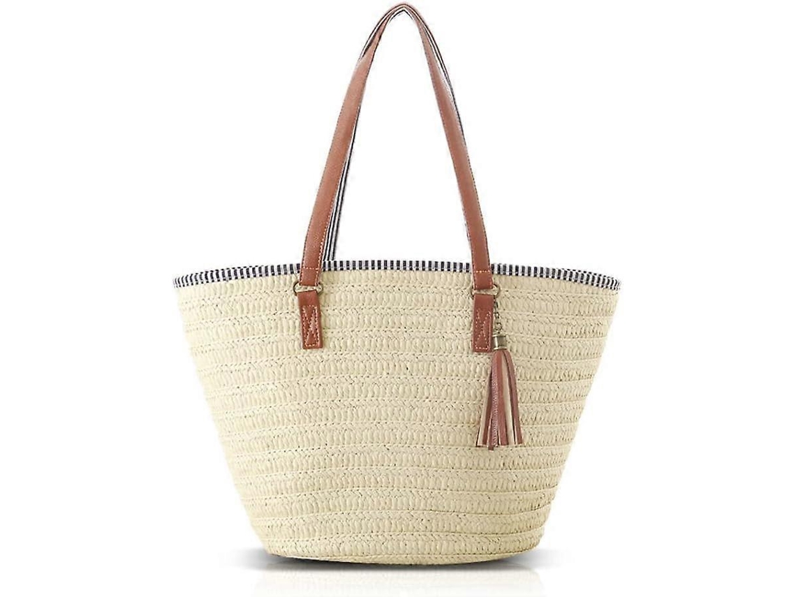 Bolsas Femininas AQUAFORGE de Verão para Praia, Grandes de Palha com Franjas, Viagens, Férias e Compras