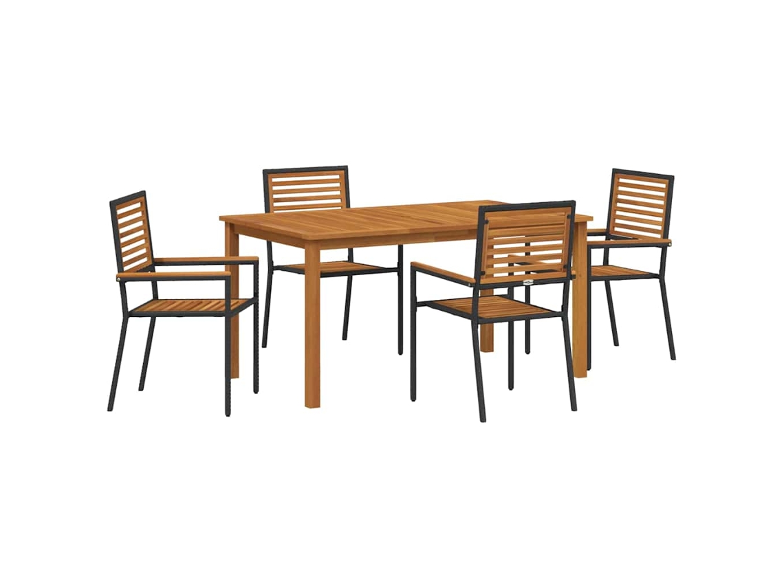 Maison Exclusive - Conjunto De Jantar Para Jardim 5 Pcs Preto